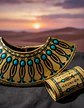 Set Accesorios Disfraz Cleopatra Egipcia Dorado Y Turquesa - Miniatura 6