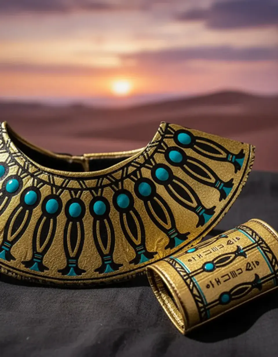 Set Accesorios Disfraz Cleopatra Egipcia Dorado Y Turquesa 6