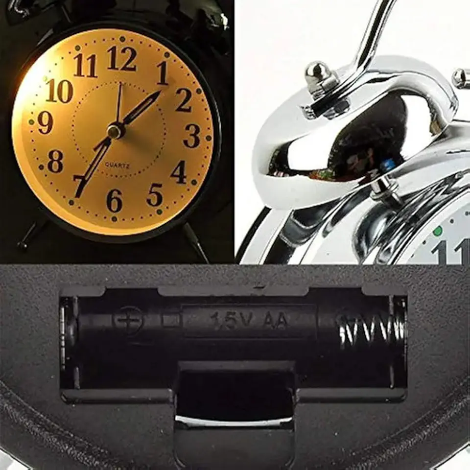 Reloj  Despertador Clasico  Doble Campana Metal 7