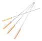 Set De 4 Pinchos Largos Para Asar Con Mango De Madera Bbq - Miniatura 1