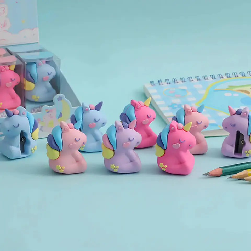 Sacapuntas Weibo Unicornio Oso Panda X 1 Unidad Tajalapiz Color Celeste 1