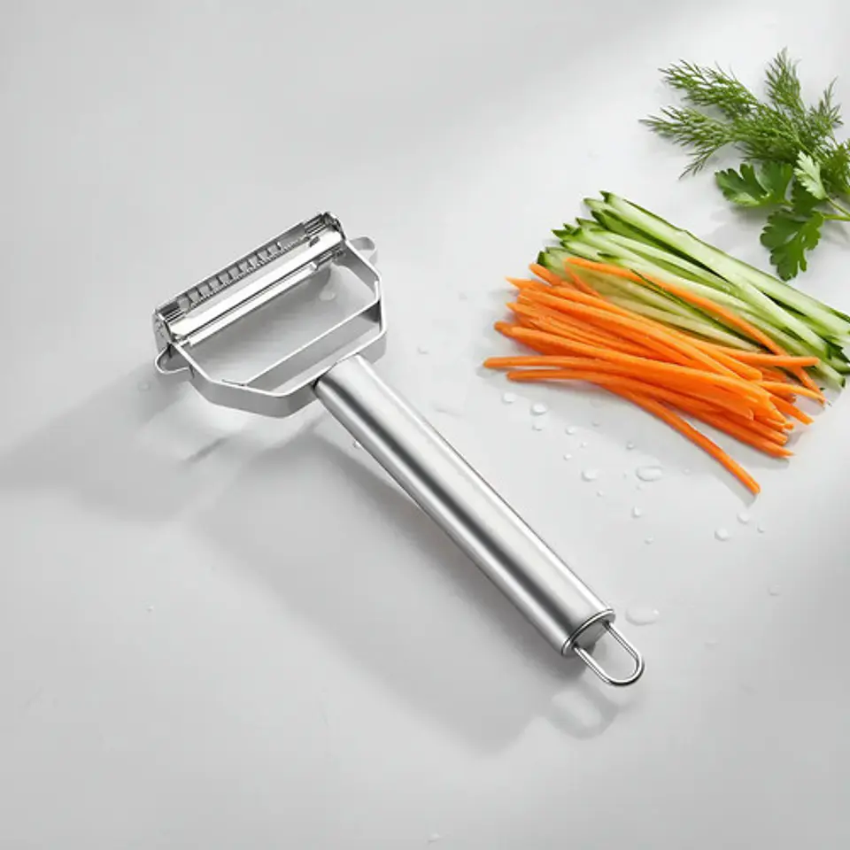 Pelador De Frutas Y Verduras De Acero Inoxidable Plateado 1