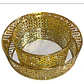 Bandeja Redonda De Metal Dorada Con Espejo Centro De Mesa Dorado Oscuro - Miniatura 2