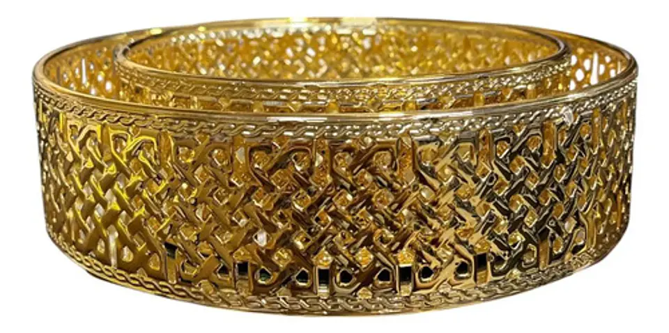 Bandeja Redonda De Metal Dorada Con Espejo Centro De Mesa Dorado Oscuro 3