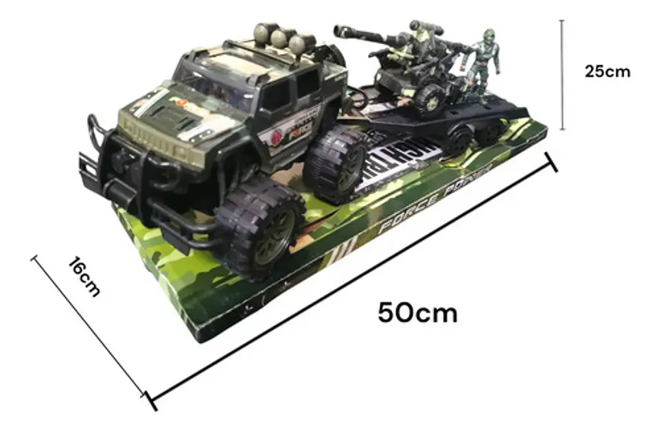 Carro Jeep Militar Remolque Helicóptero Soldado Ref. 364d-6 Personaje Jeep Con Cañon Verde 2