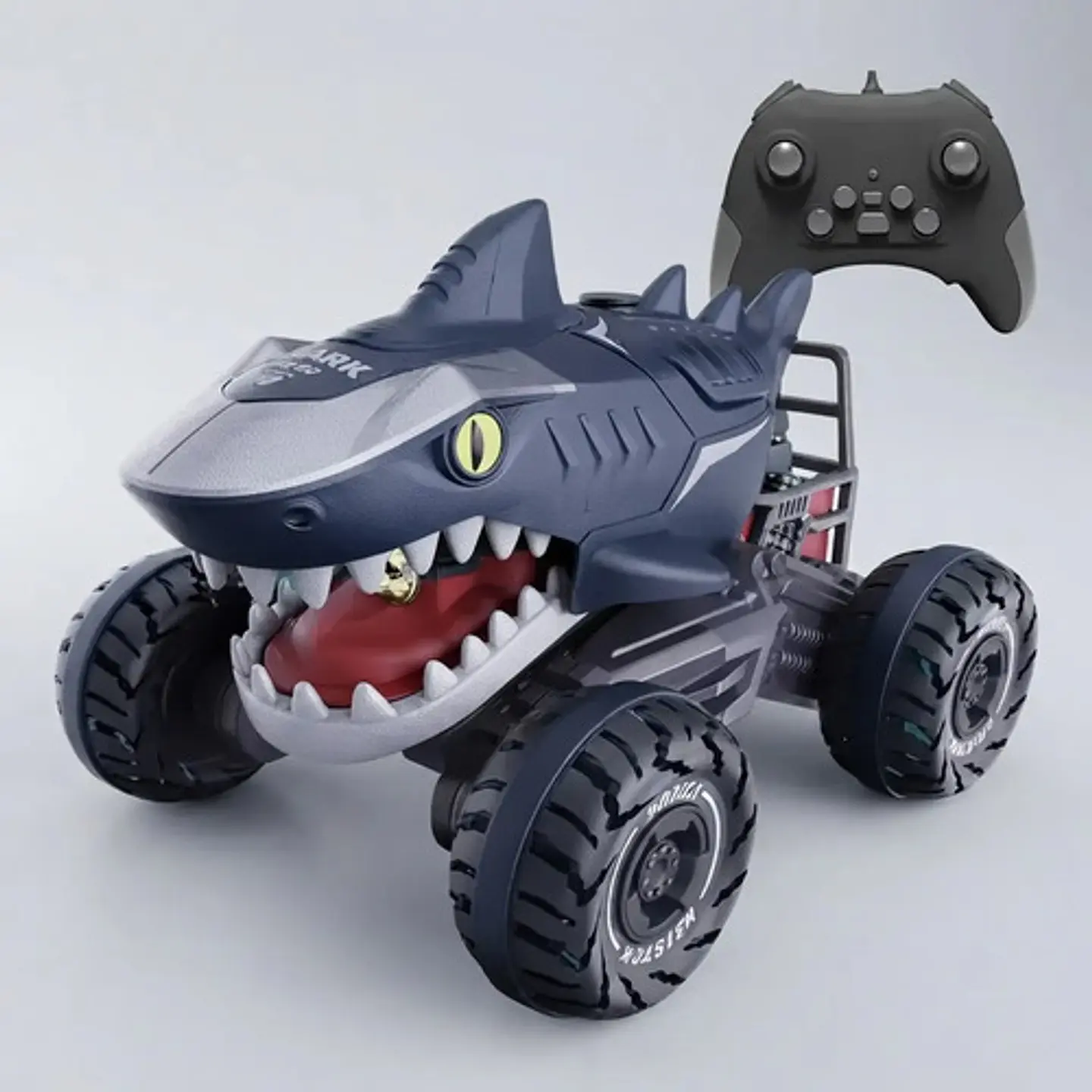Carro Control Remoto Stunt Car Tiburón Bota Humo Sonidos 7