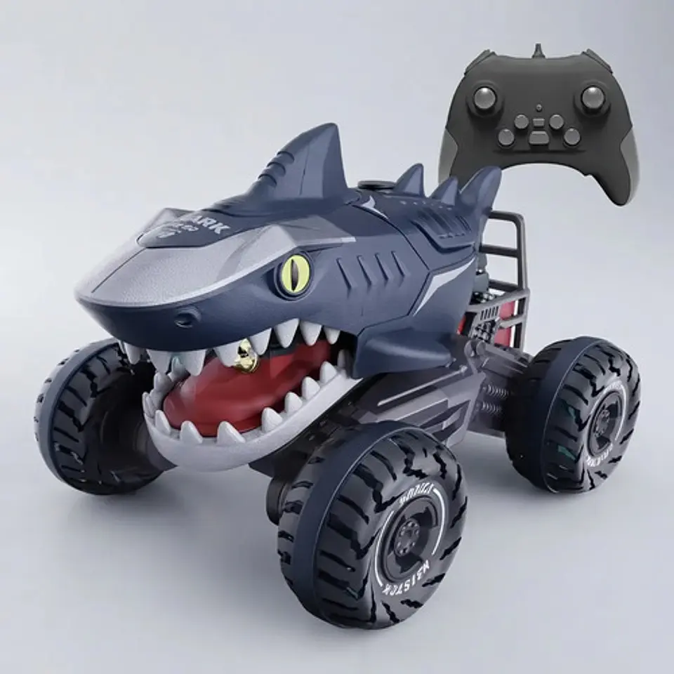 Carro Control Remoto Stunt Car Tiburón Bota Humo Sonidos 7