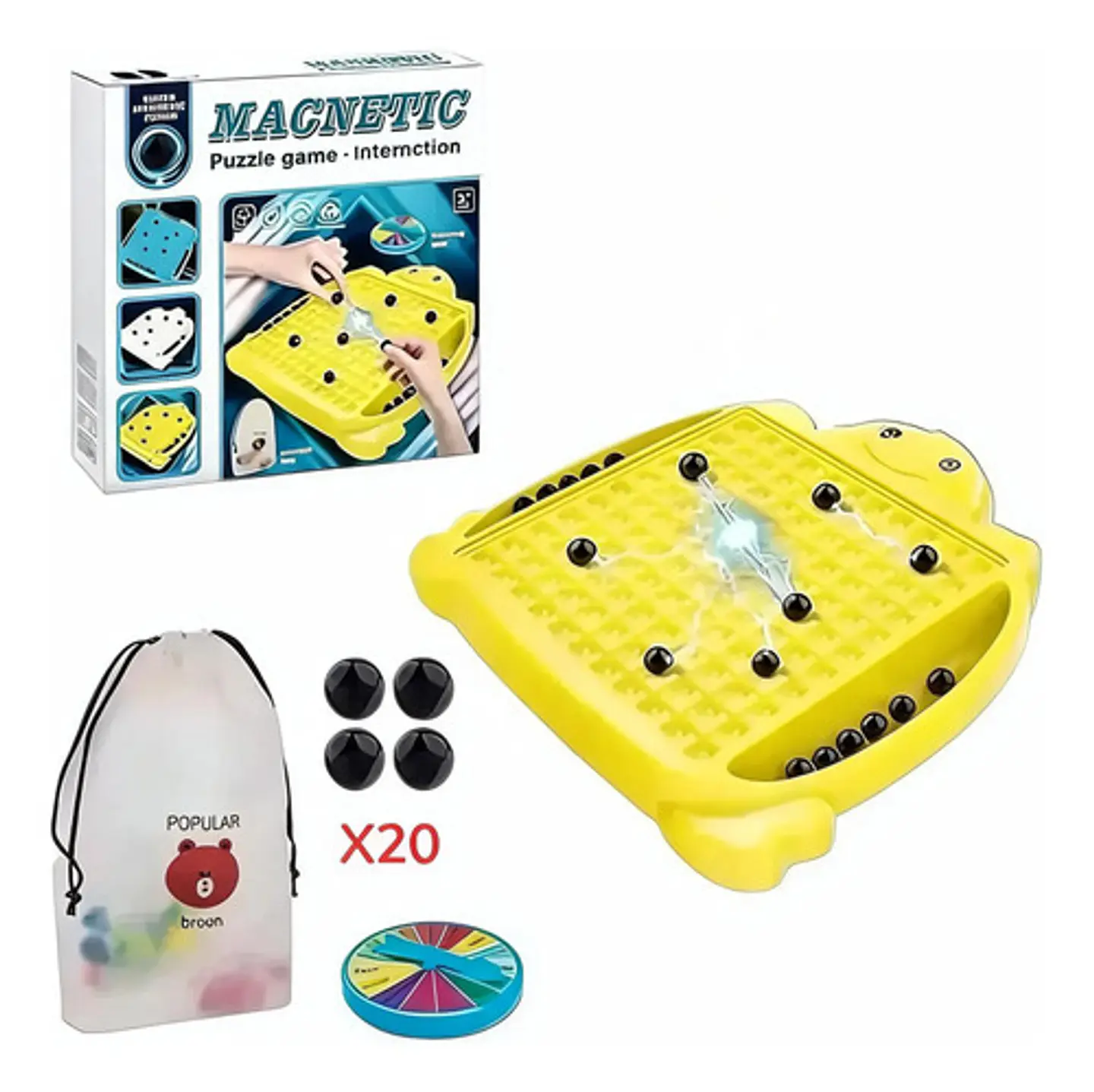 Juego De Mesa Bolas Magnéticas Con Disco Giratorio Y Bolsa 1