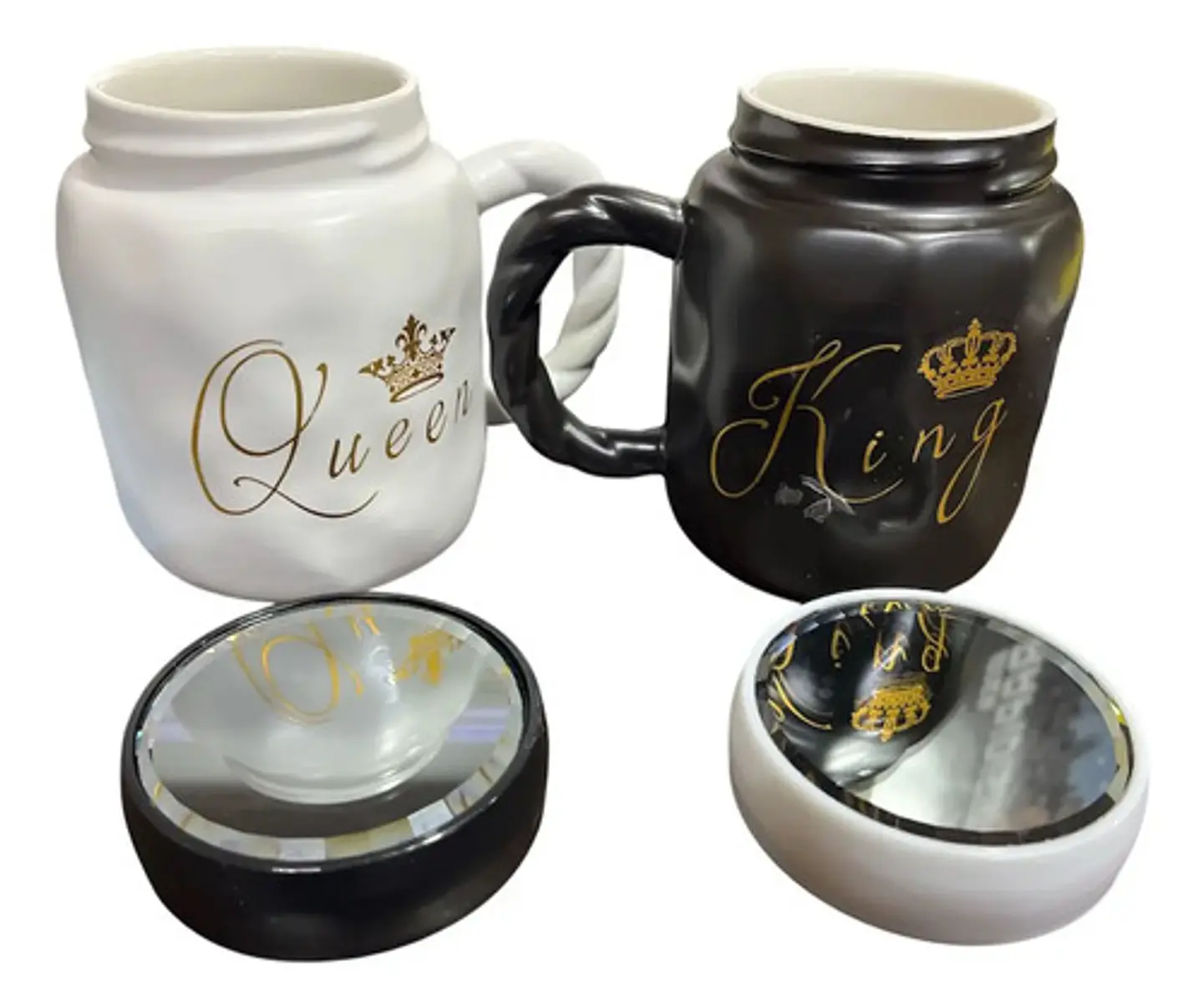 Taza Mug X2 Pareja Boda Aniversario Regalo King Queen Mr Mrs 2