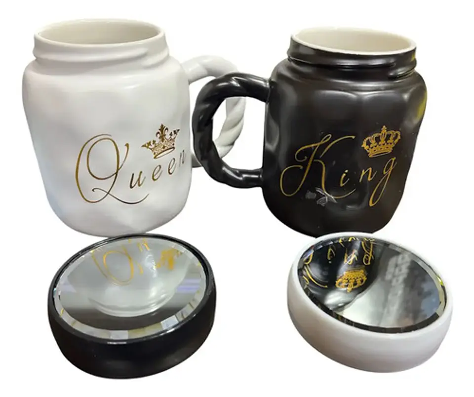 Taza Mug X2 Pareja Boda Aniversario Regalo King Queen Mr Mrs 2