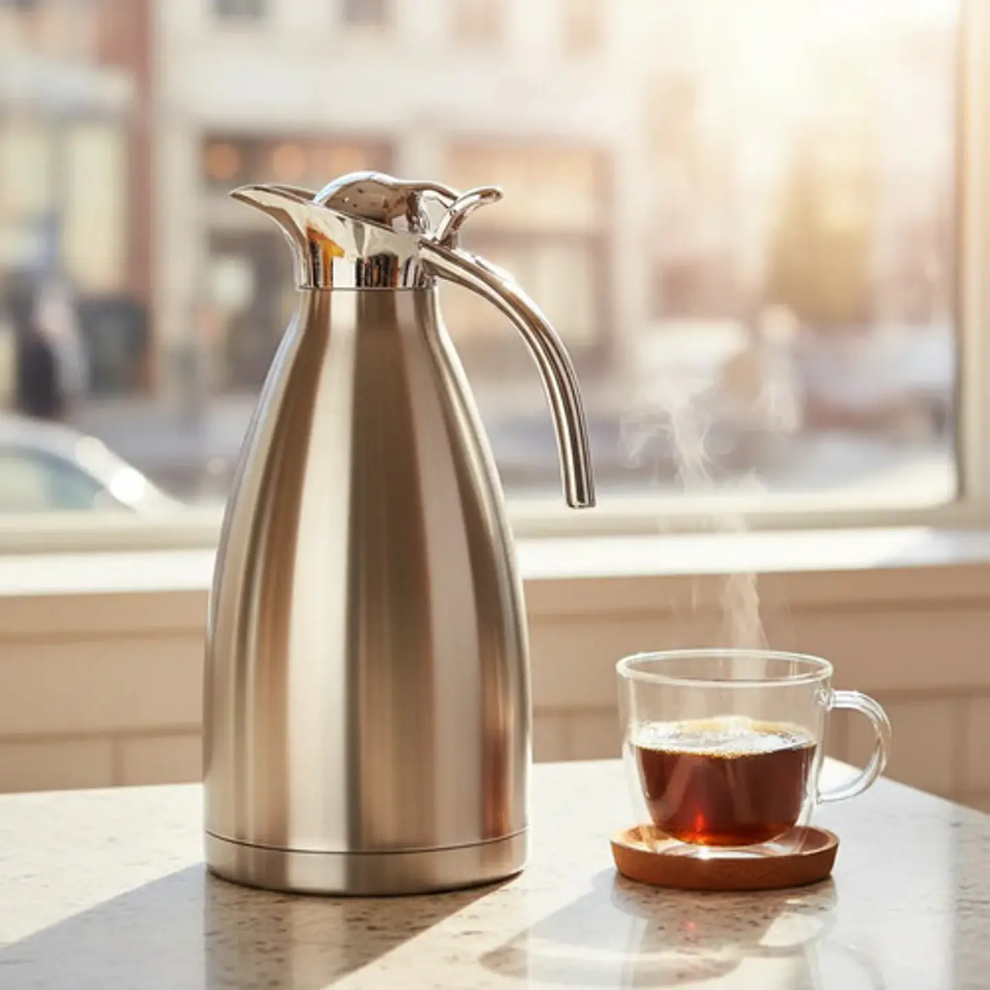 Termo Jarra Caliente Frio Cafetera Plateada Metalica 2l 2