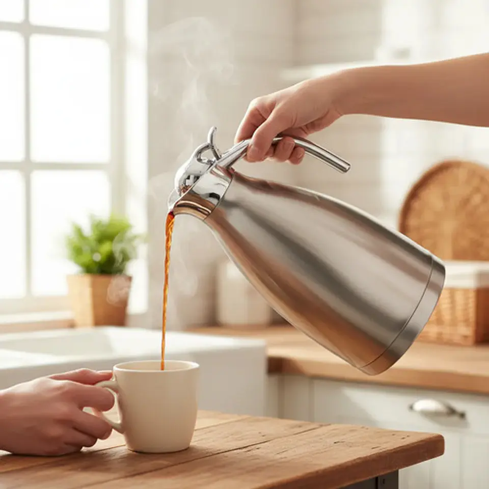 Termo Jarra Caliente Frio Cafetera Plateada Metalica 2l 4