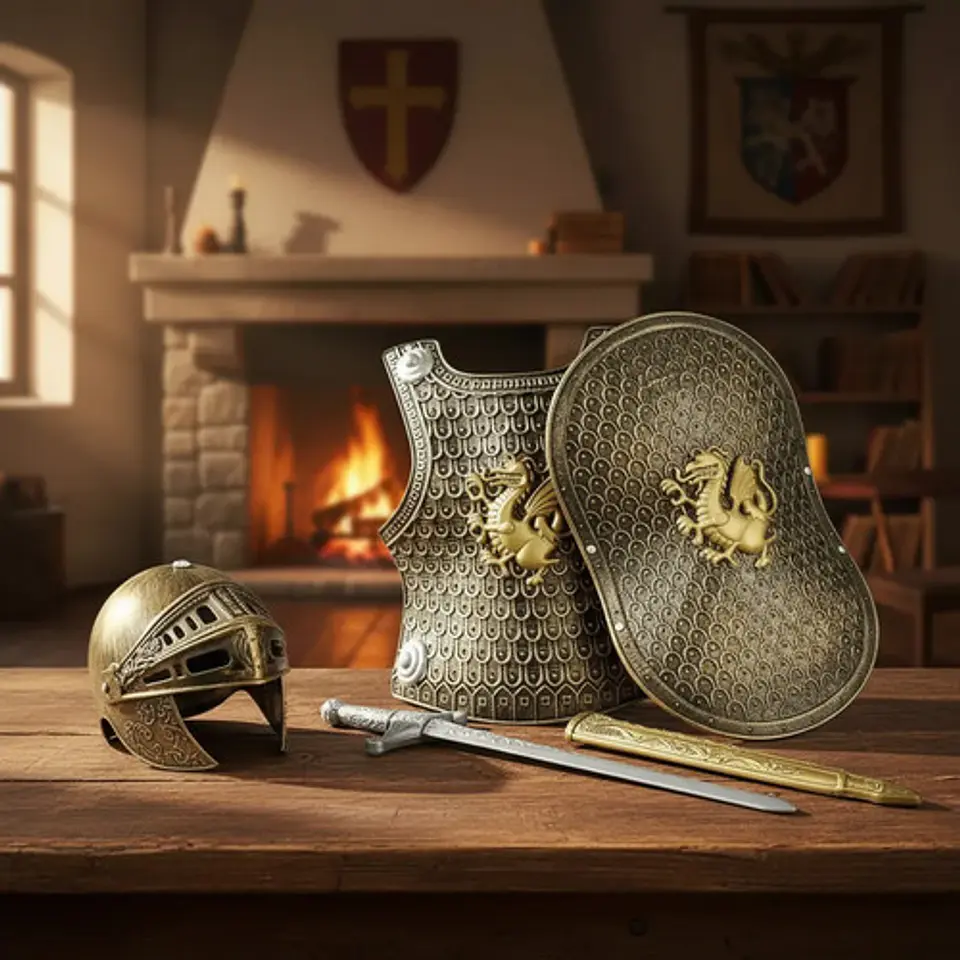 Disfraz Caballero Medieval Niño Armadura Casco Espada Escudo 2