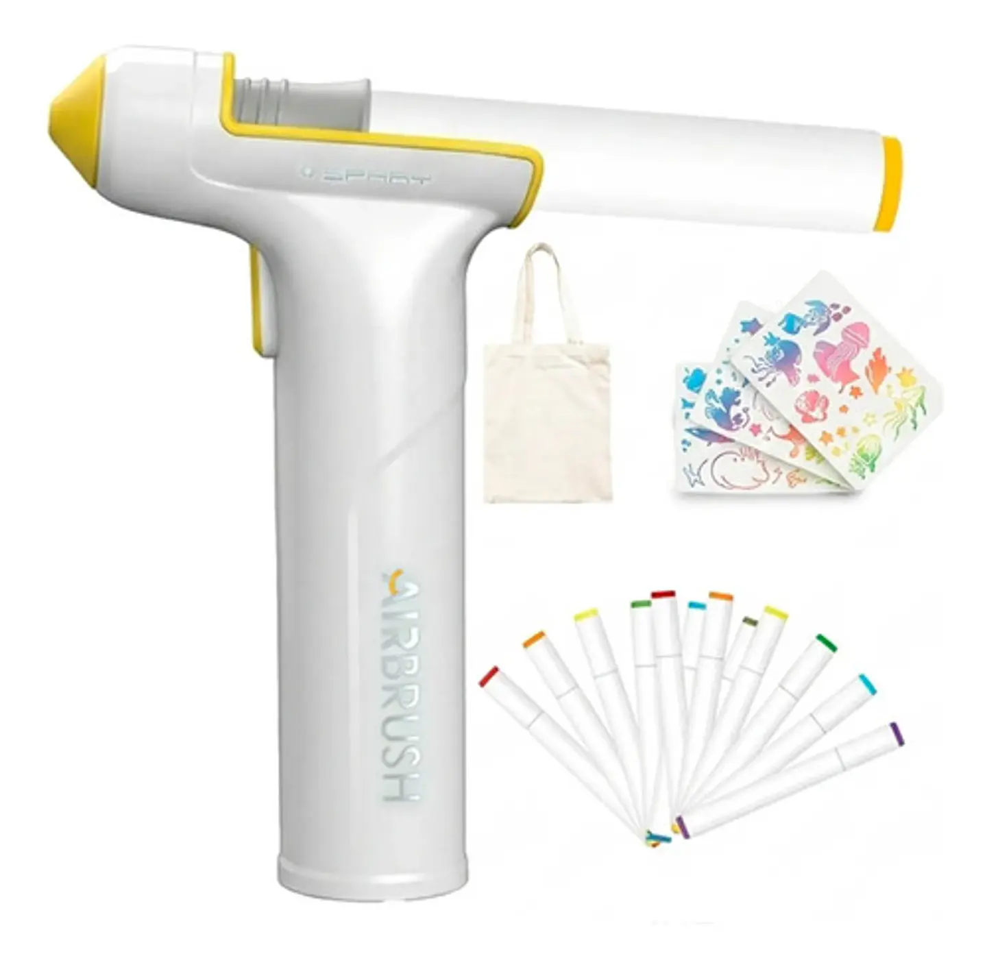 Aerógrafo De Juguete Sprayza Airbrush Blanco Con Marcadores 1