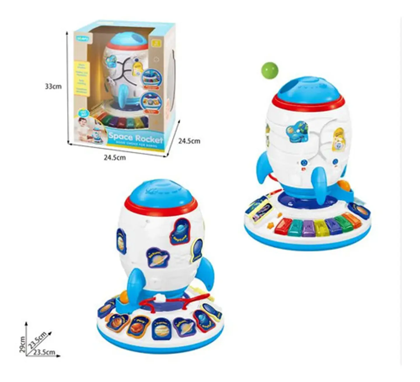 Cohete Espacial Musical Didáctico Con Planetas Para Niños 2