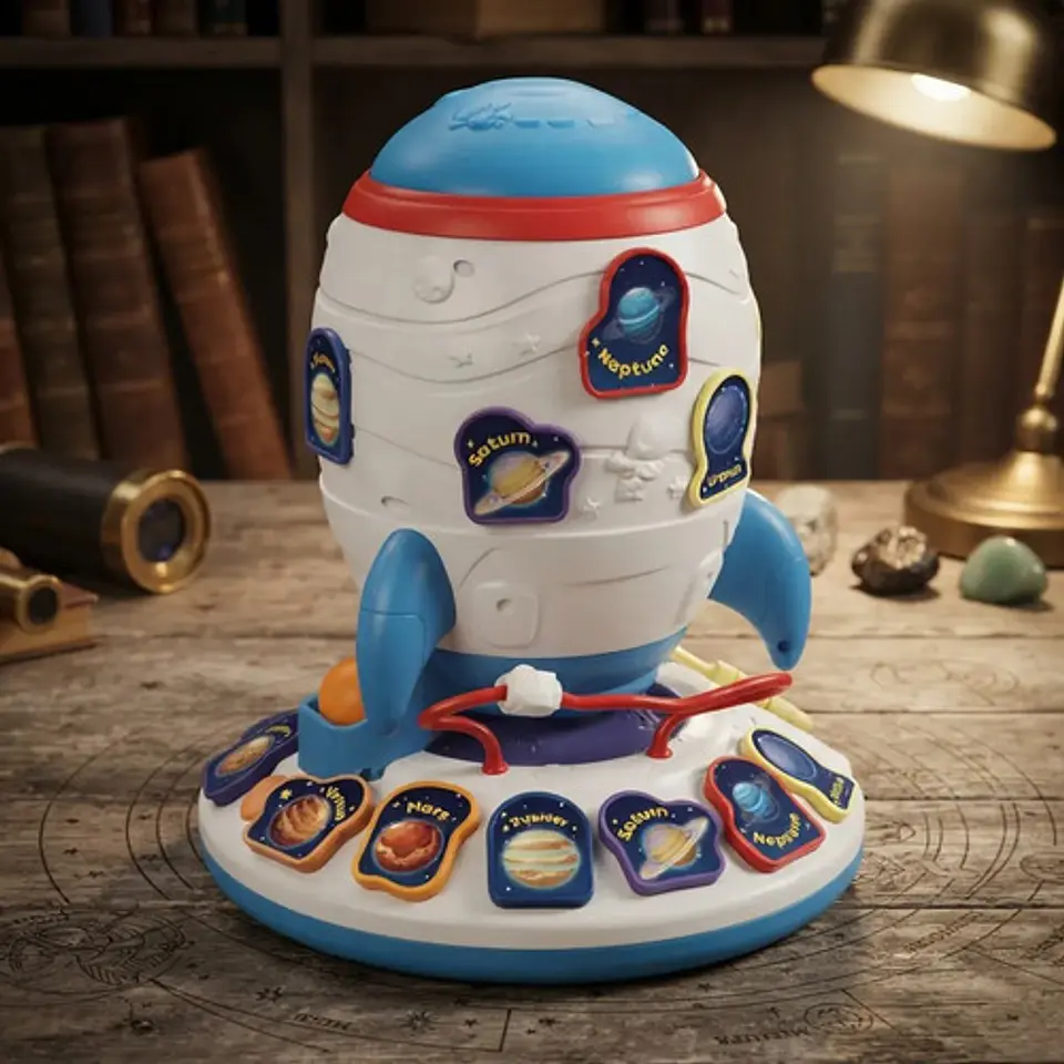 Cohete Espacial Musical Didáctico Con Planetas Para Niños 3