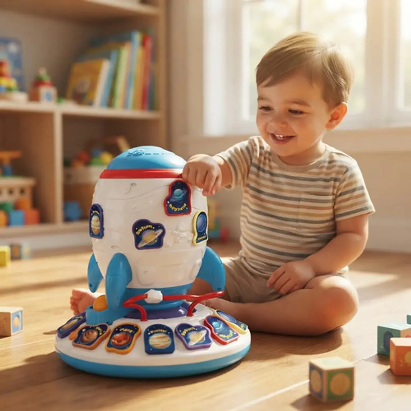 Cohete Espacial Musical Didáctico Con Planetas Para Niños 5