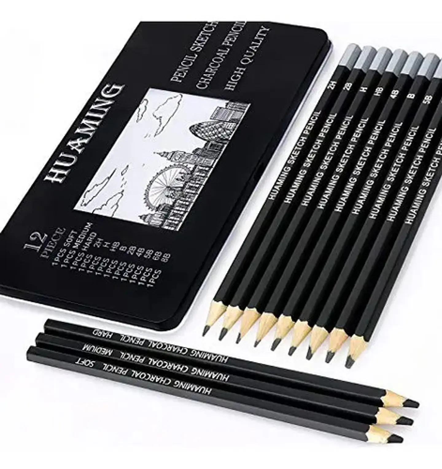 Kit Lapices Dibujo Carboncillo Trazo Negro 1