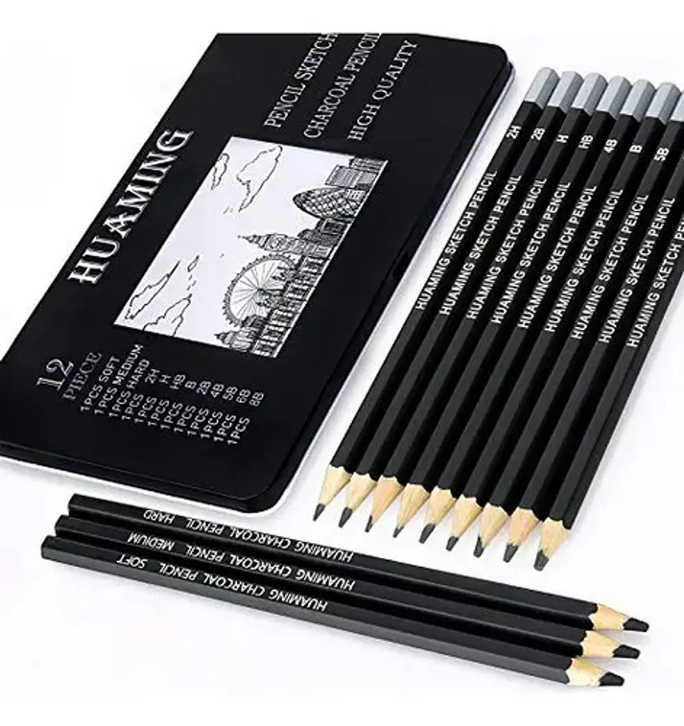 Kit Lapices Dibujo Carboncillo Trazo Negro 1