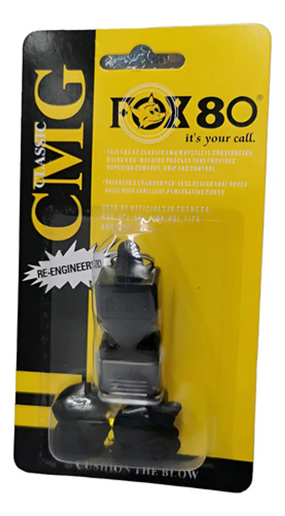 Silbato Fox 80 Classic Negro Plástico Alta Calidad Con Cordón 1