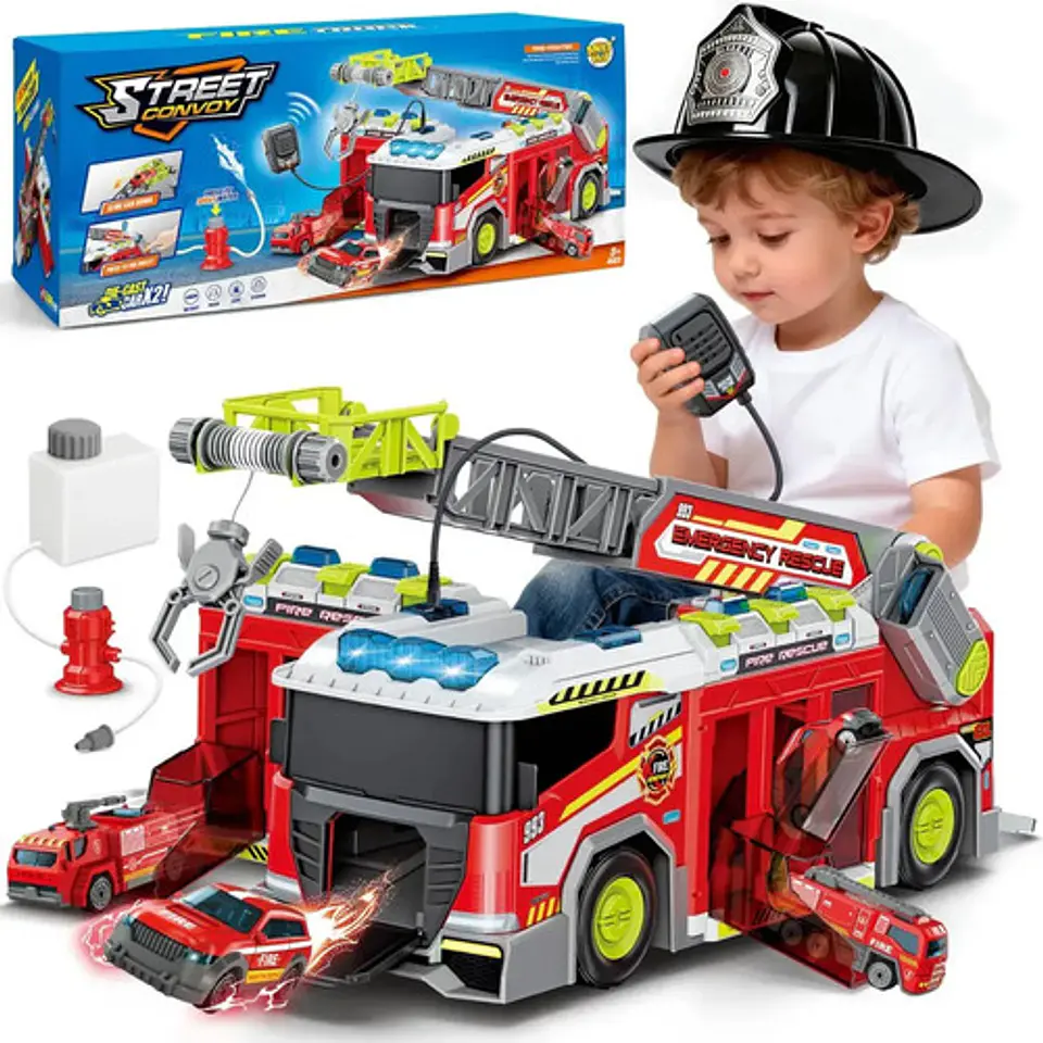 Camión De Bomberos Street Convoy 2 En 1 Con Pista Y Accesori 1