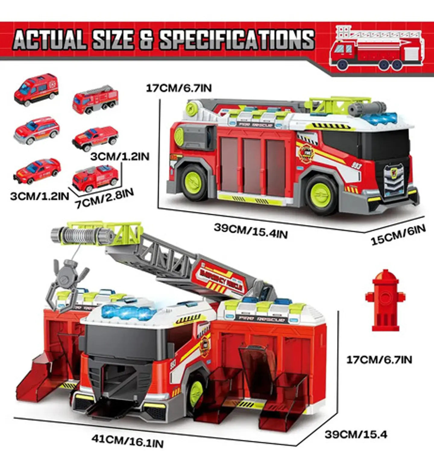 Camión De Bomberos Street Convoy 2 En 1 Con Pista Y Accesori 2