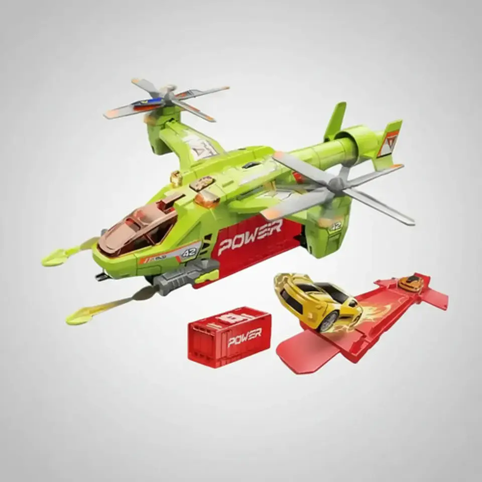 Juguete Helicóptero Con Lanzador De Carros Luces Y Sonidos 1