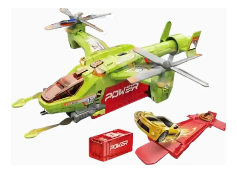 Juguete Helicóptero Con Lanzador De Carros Luces Y Sonidos 2