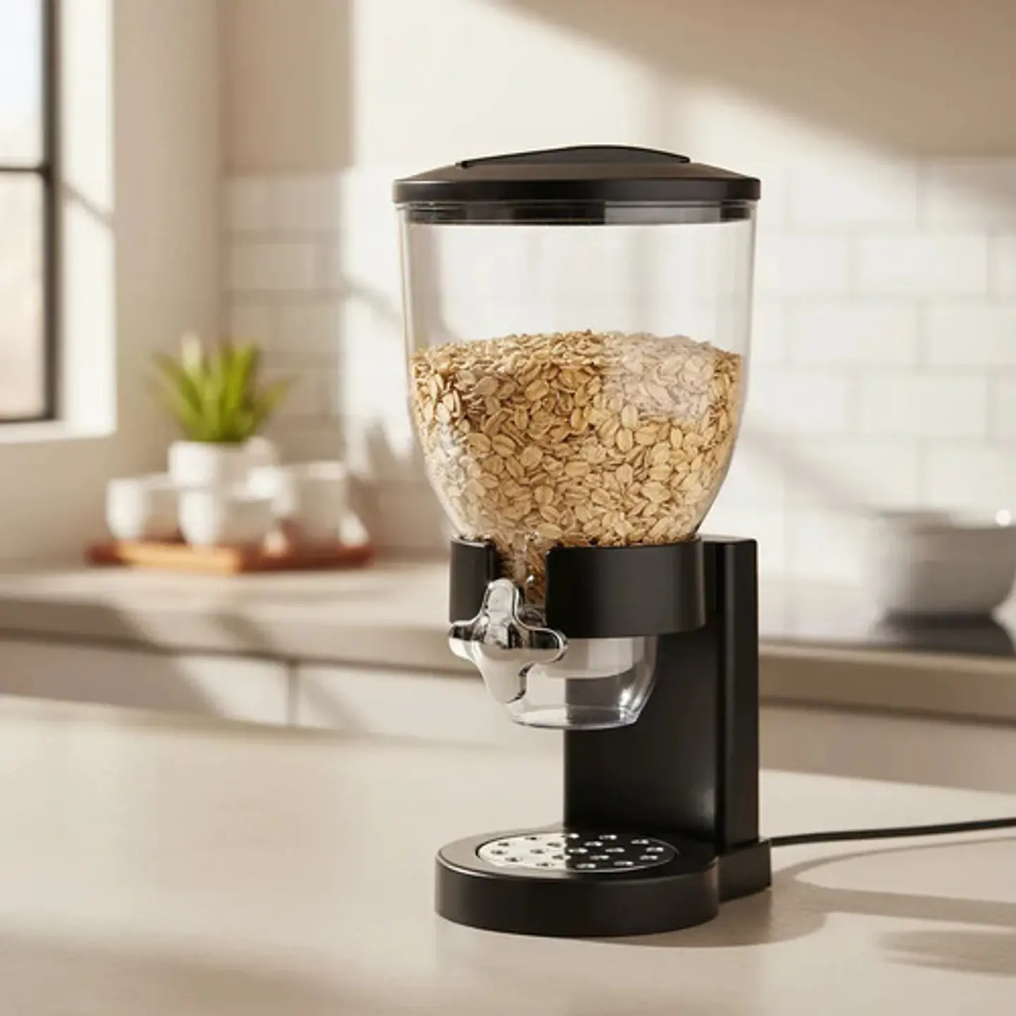 Dispensador De Cereal 2l Hermético Multifunciona Organizador Negro 2