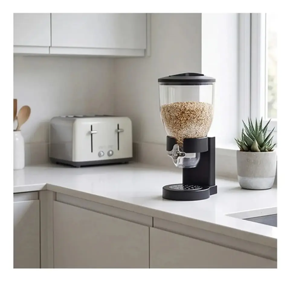 Dispensador De Cereal 2l Hermético Multifunciona Organizador Negro 4