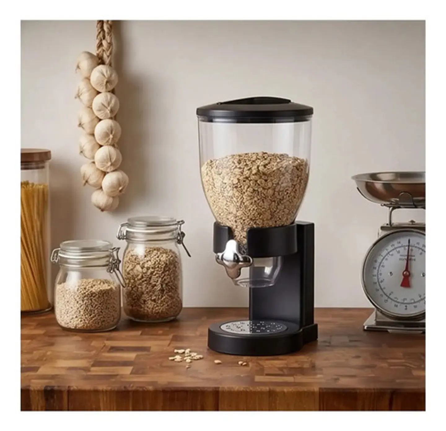 Dispensador De Cereal 2l Hermético Multifunciona Organizador Negro 5