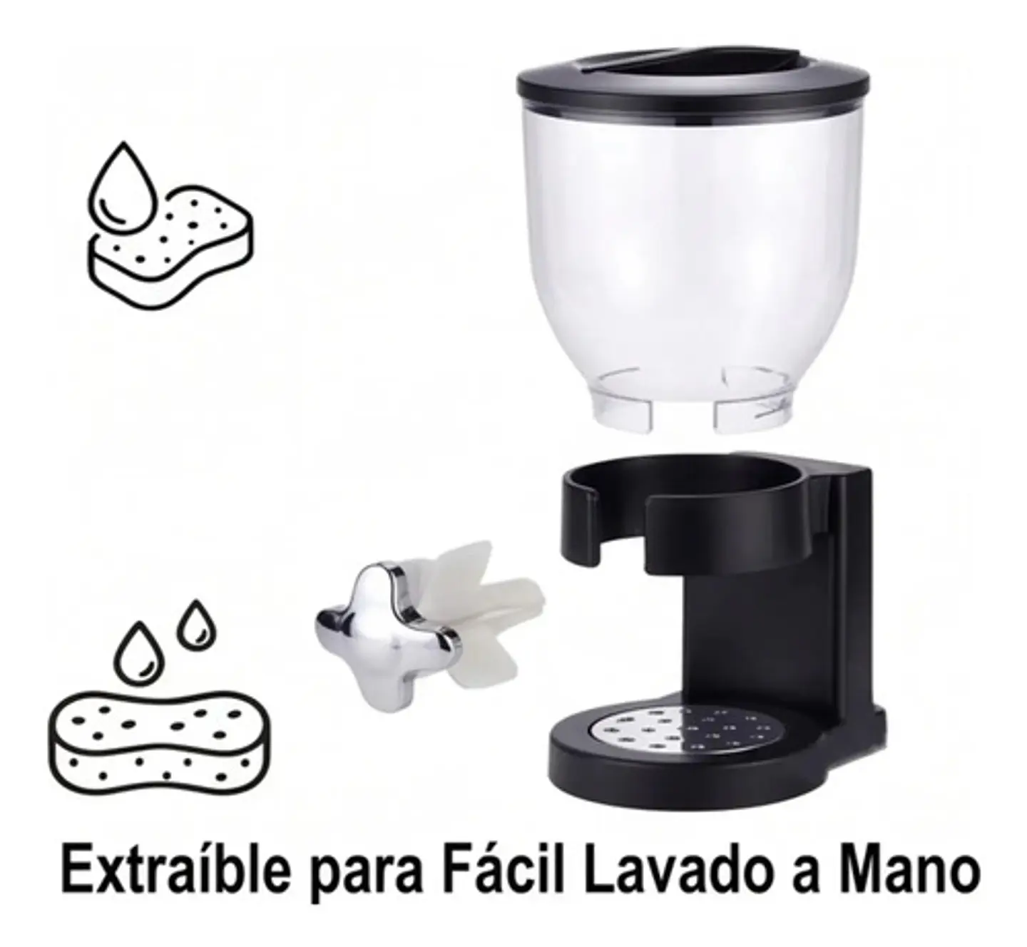 Dispensador De Cereal 2l Hermético Multifunciona Organizador Negro 10