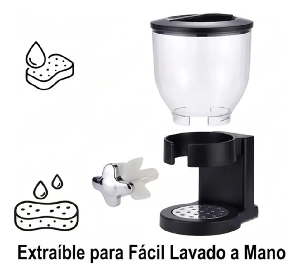 Dispensador De Cereal 2l Hermético Multifunciona Organizador Negro 10