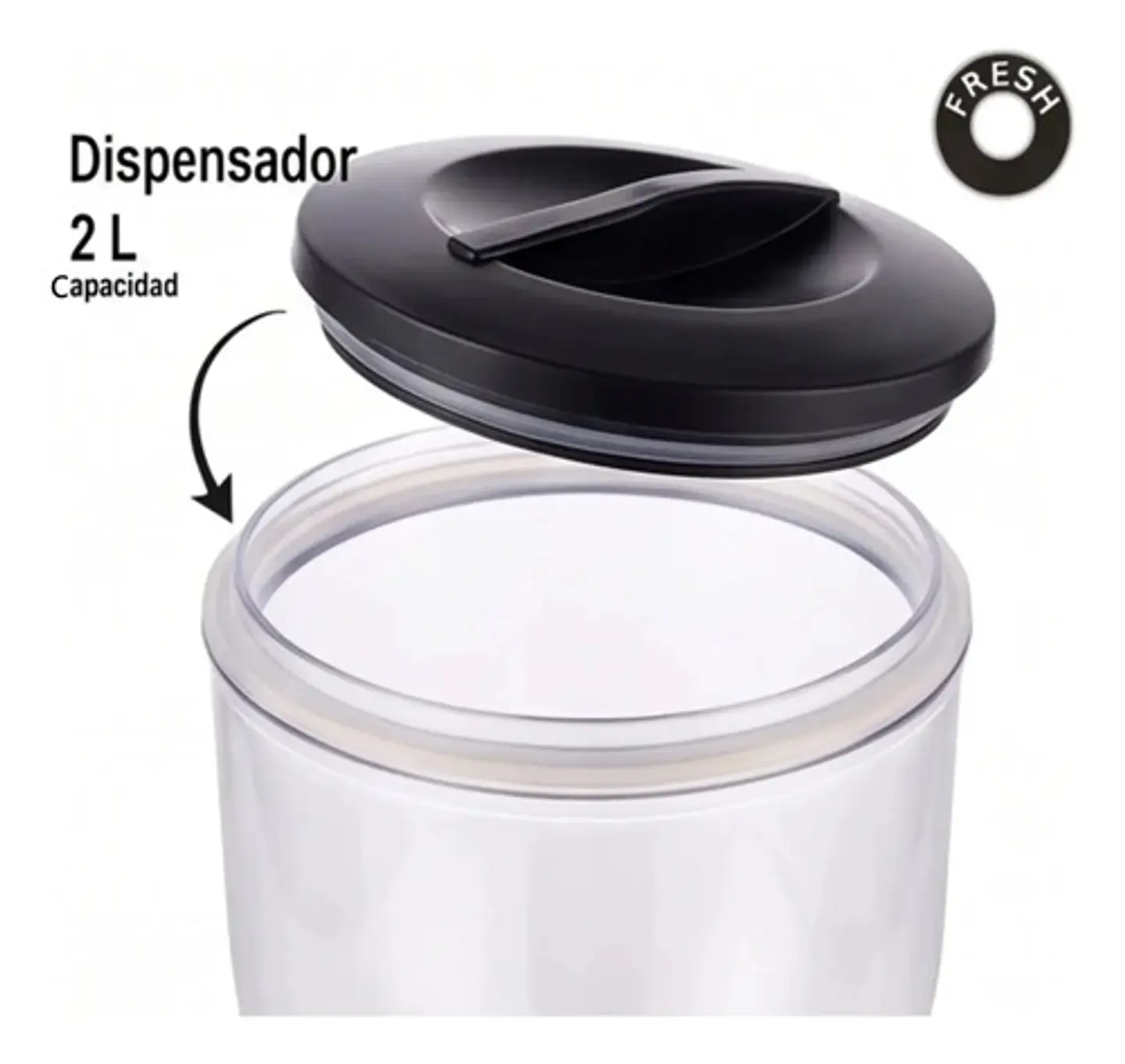 Dispensador De Cereal 2l Hermético Multifunciona Organizador Negro 11
