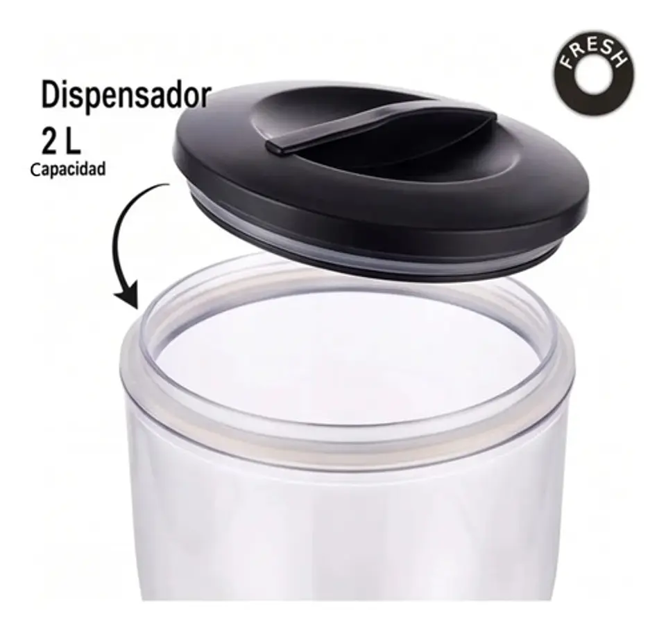 Dispensador De Cereal 2l Hermético Multifunciona Organizador Negro 11