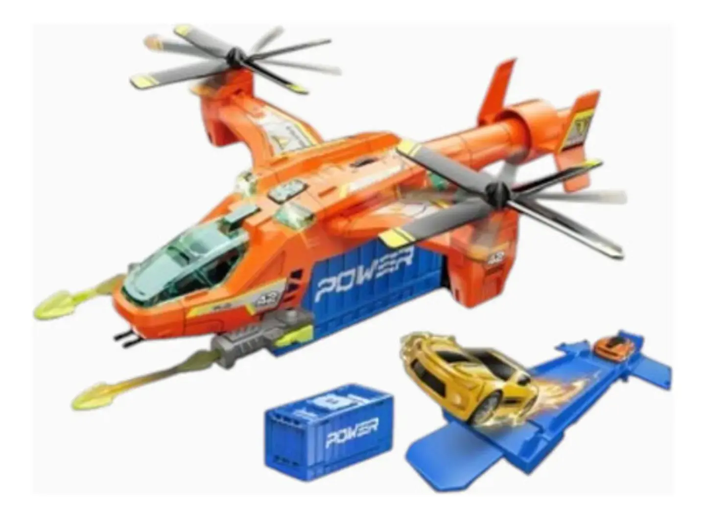 Juguete Helicóptero Con Lanzador De Carros Luces Y Sonidos 5