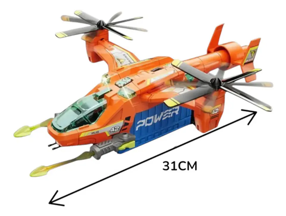Juguete Helicóptero Con Lanzador De Carros Luces Y Sonidos 6