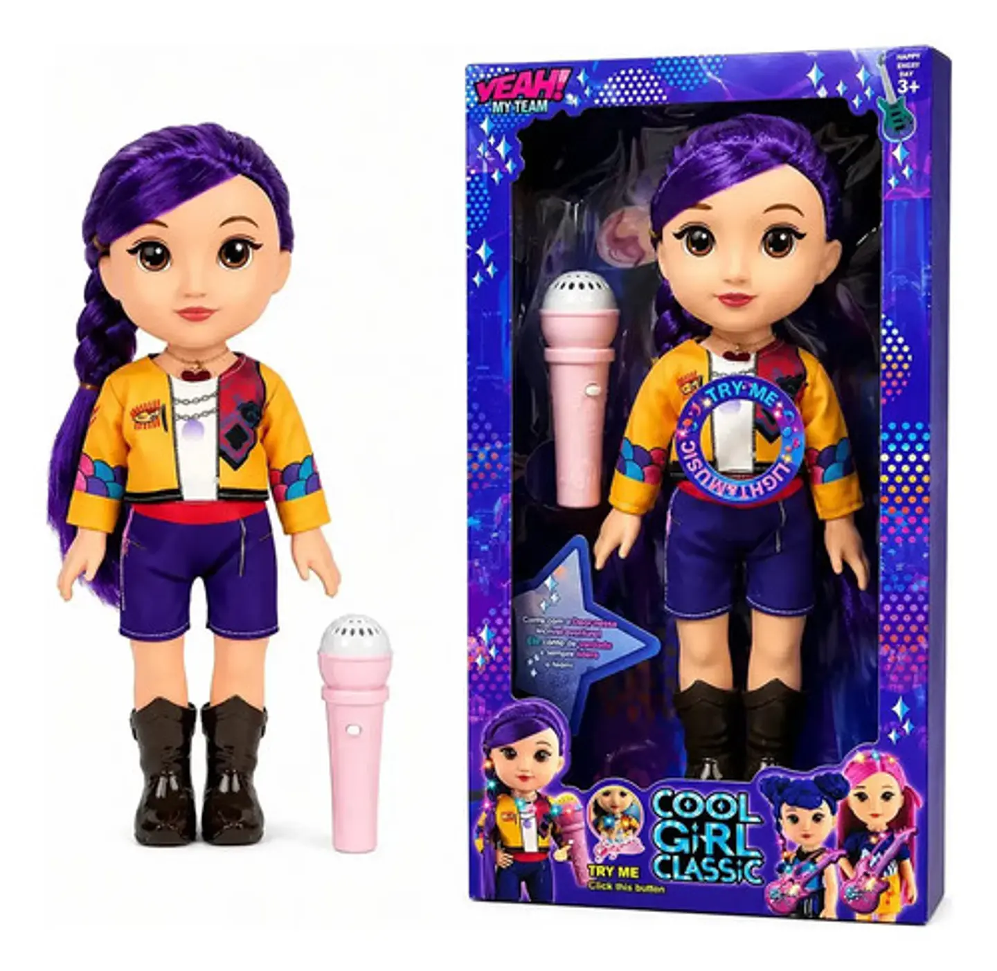 Muñeca K-pop 25cm Cabello Color Con Microfono Musical Y Luz 4