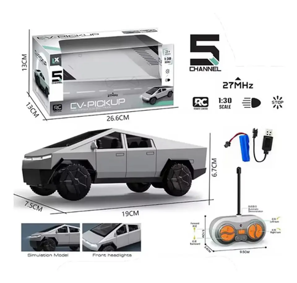 Carro A Control Remoto Cybertruck 5 Canales Escala 1:24 Plateado Cybertruck 4
