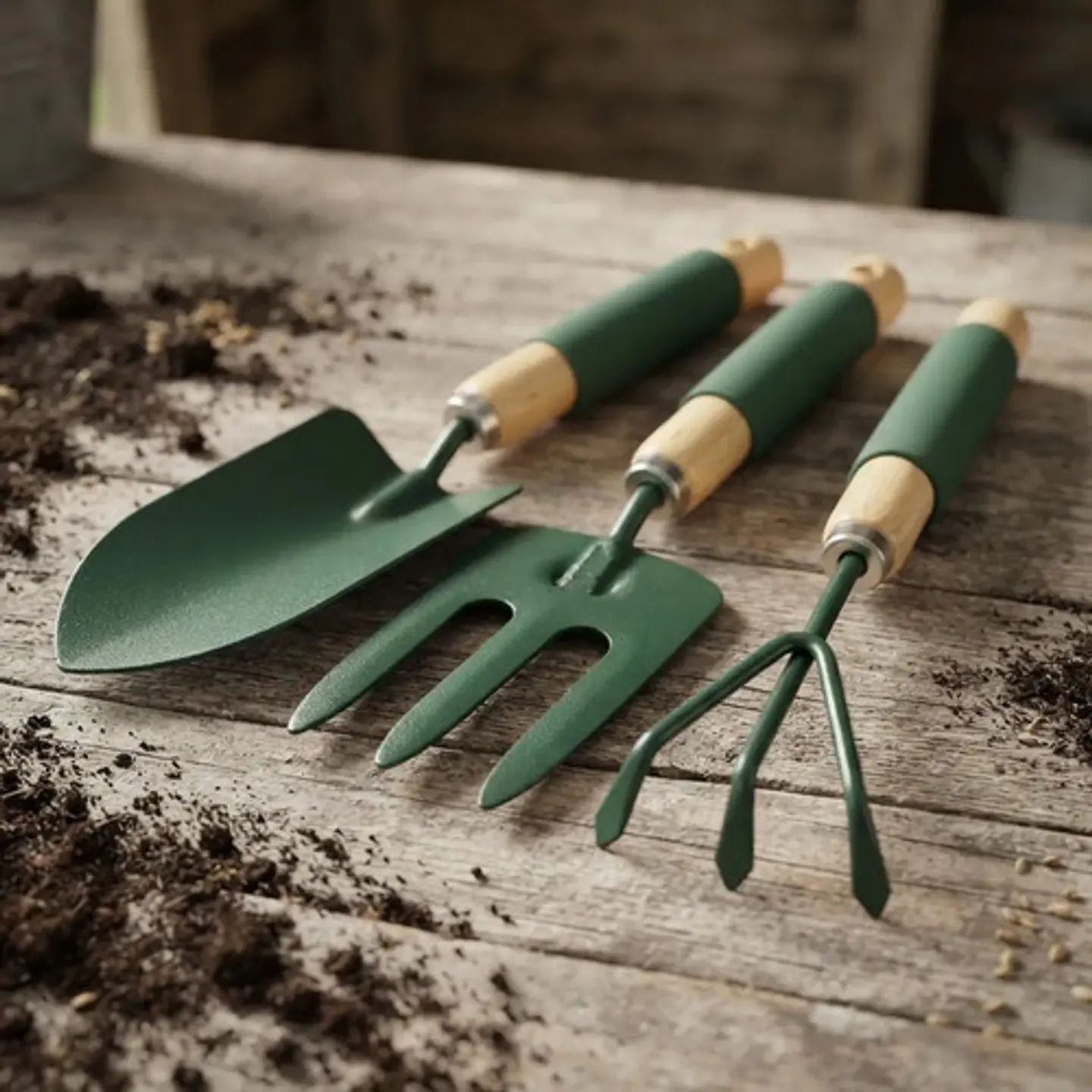 Set X3 Herramientas De Jardinería Con Mango De Madera 3