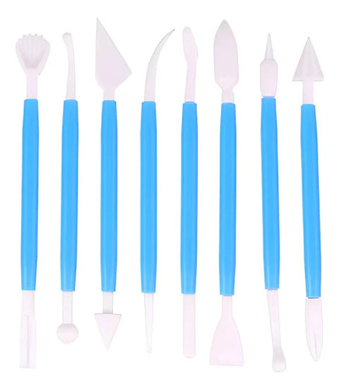 Kit Herramienta Plastica Modelado Plastilina/arcilla X 9 Pcs