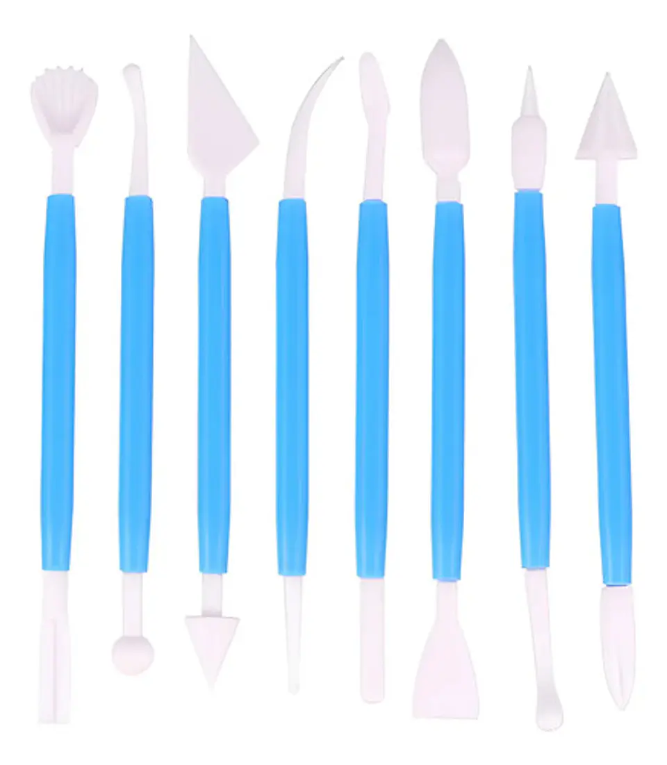 Kit Herramienta Plastica Modelado Plastilina/arcilla X 9 Pcs 1