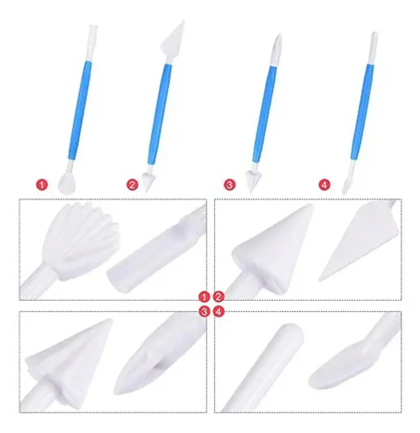 Kit Herramienta Plastica Modelado Plastilina/arcilla X 9 Pcs 3