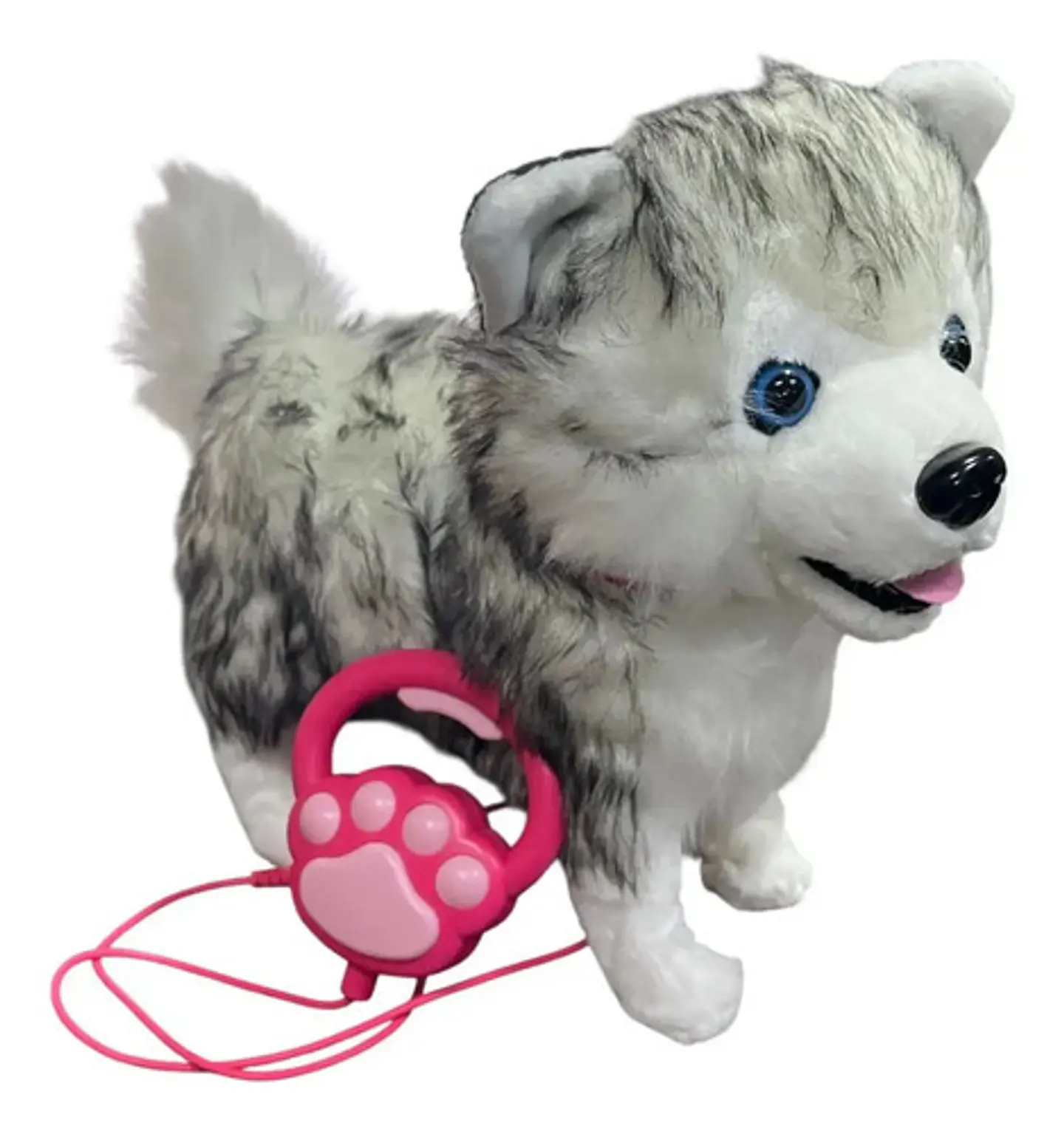 Perro Peluche Control Collar Camina Ladra Mueve La Cola Md Color Lobo Siberiano 1