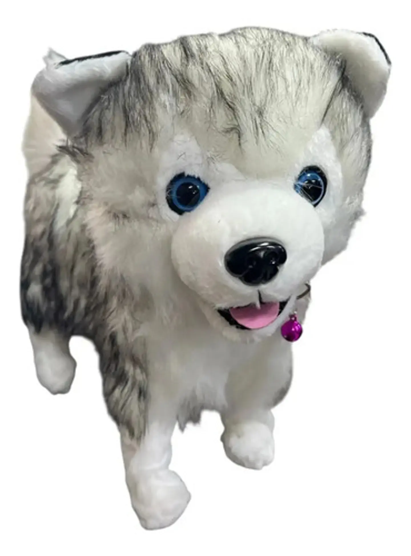 Perro Peluche Control Collar Camina Ladra Mueve La Cola Md Color Lobo Siberiano 2