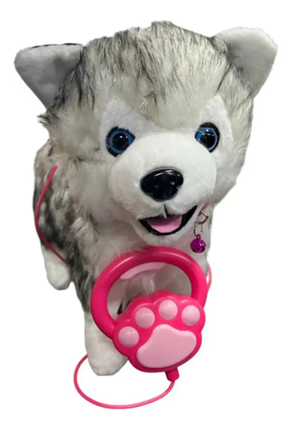 Perro Peluche Control Collar Camina Ladra Mueve La Cola Md Color Lobo Siberiano 3