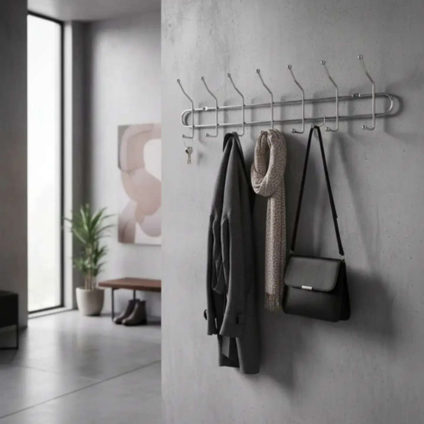 Soporte Perchero Metálico Para Pared De 7 Ganchos 3033563 3