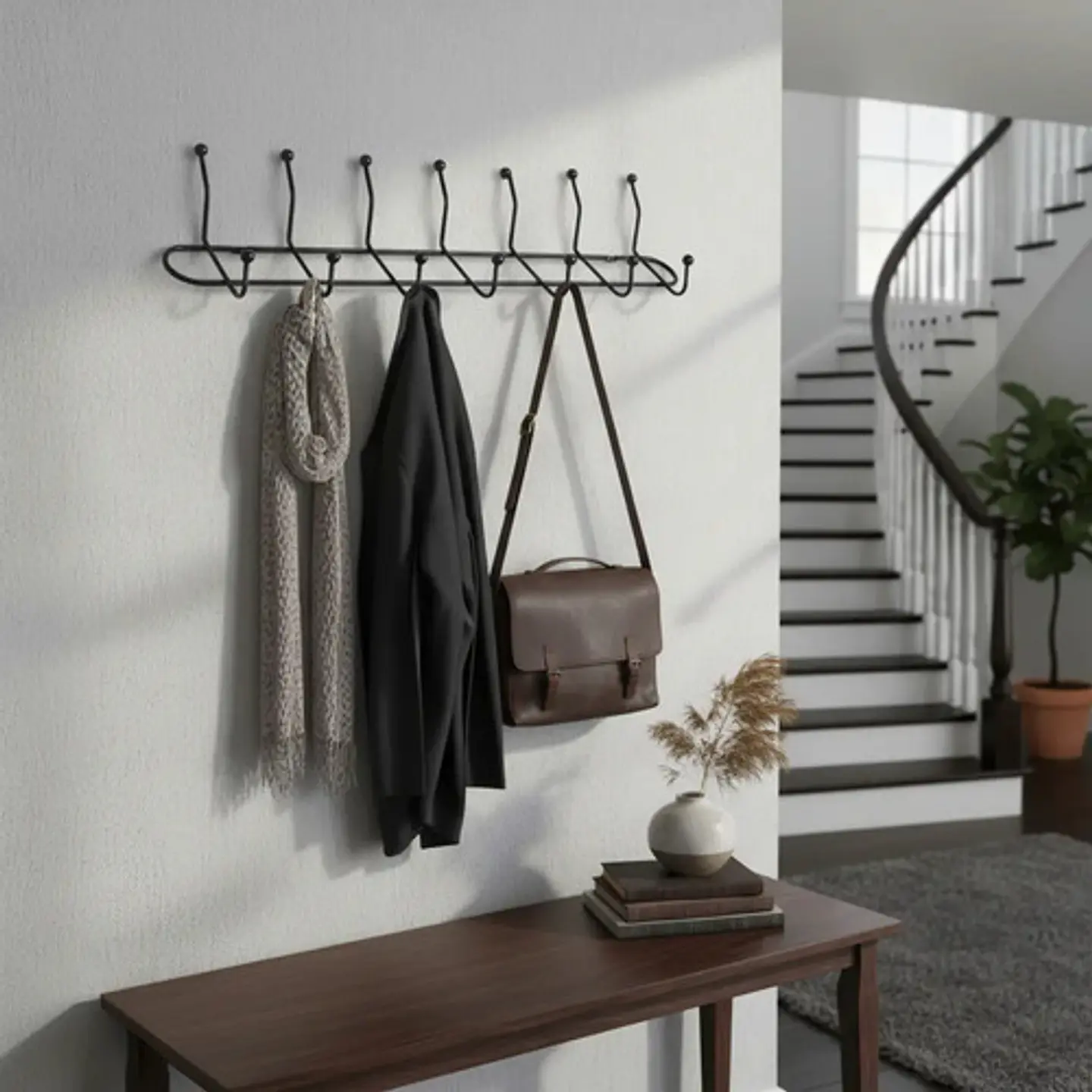 Soporte Perchero Metálico Para Pared De 7 Ganchos 3033563 7