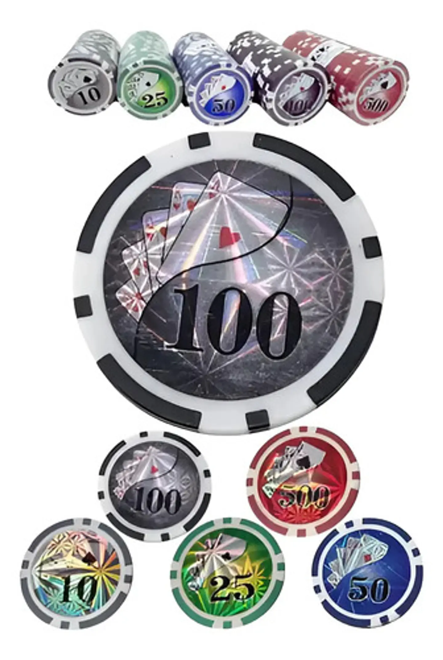 Poker Lujo Maletín Casino 500 Fichas Numerada Holografica 2