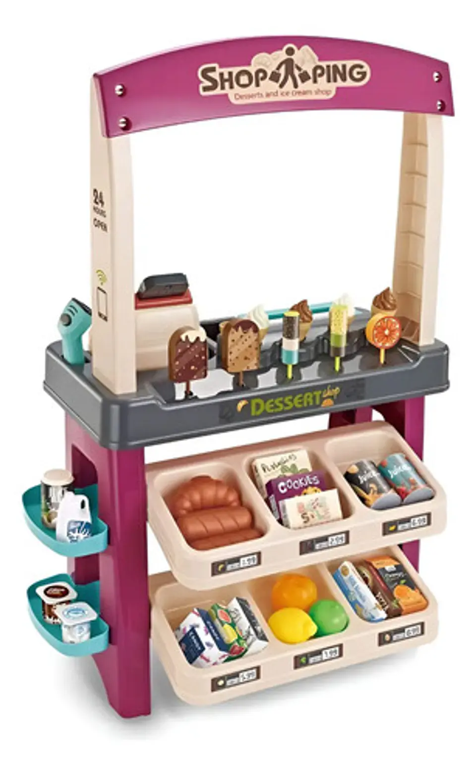 Set Juguete Supermercado Home Supermarkert 55 Piezas Con Sonido Morado Morado 668-74 1